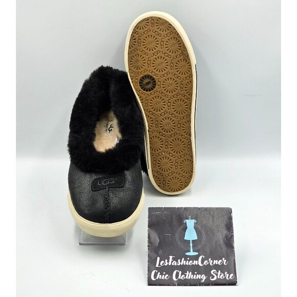 UGG Australia Women's Black Suede Fuzzy Lined Rylan Skimmer Slippers Size 8 2977 - Picture 3 of 16